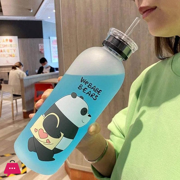 Cute Panda Bear Plastic Water Bottle