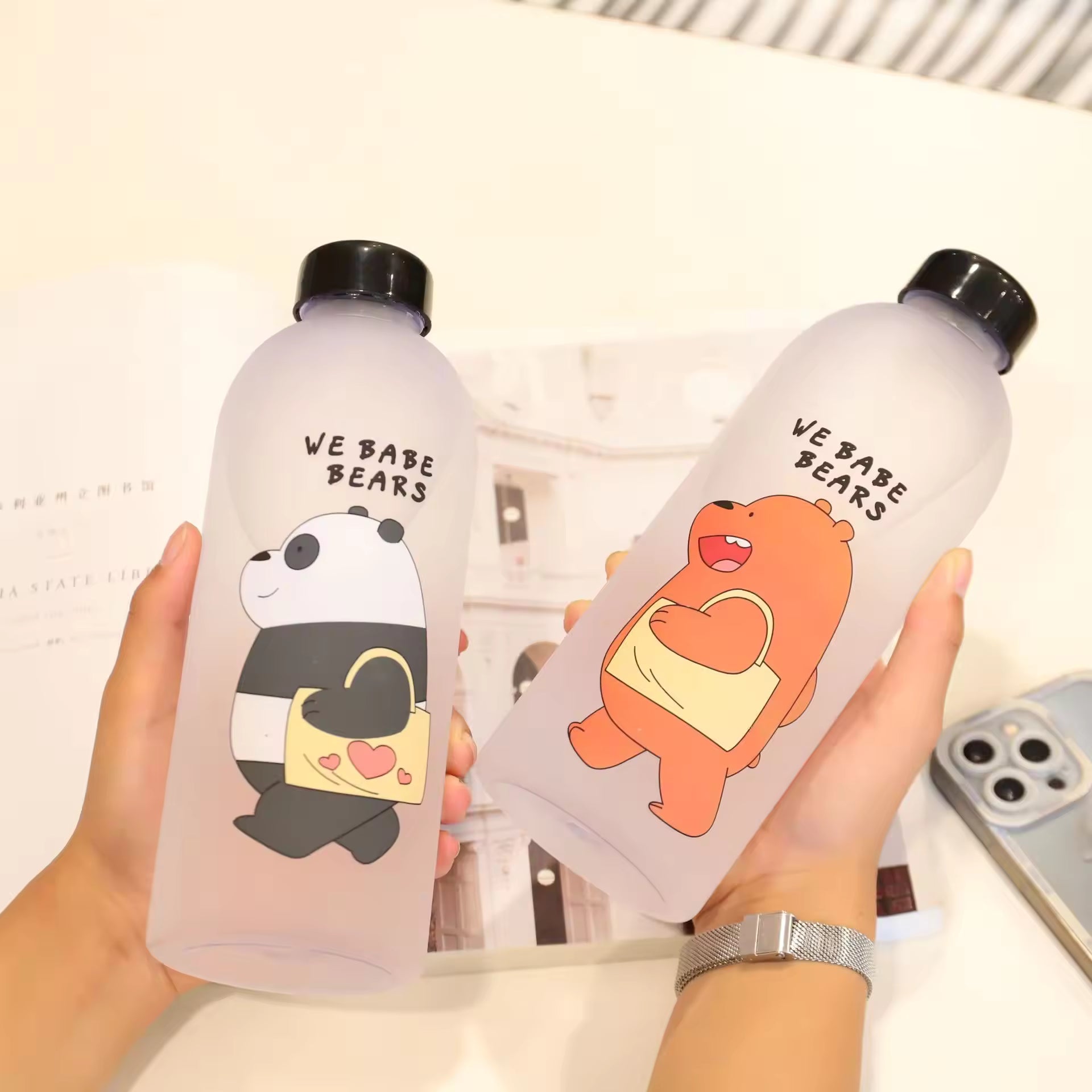 Cute Panda Bear Plastic Water Bottle