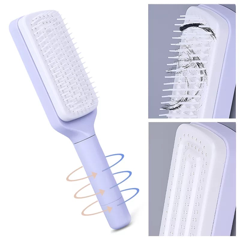 Rotatable Self Hair Cleaning Brush