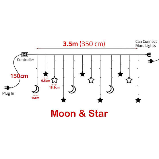 Moon & Star LED Curtain Lights