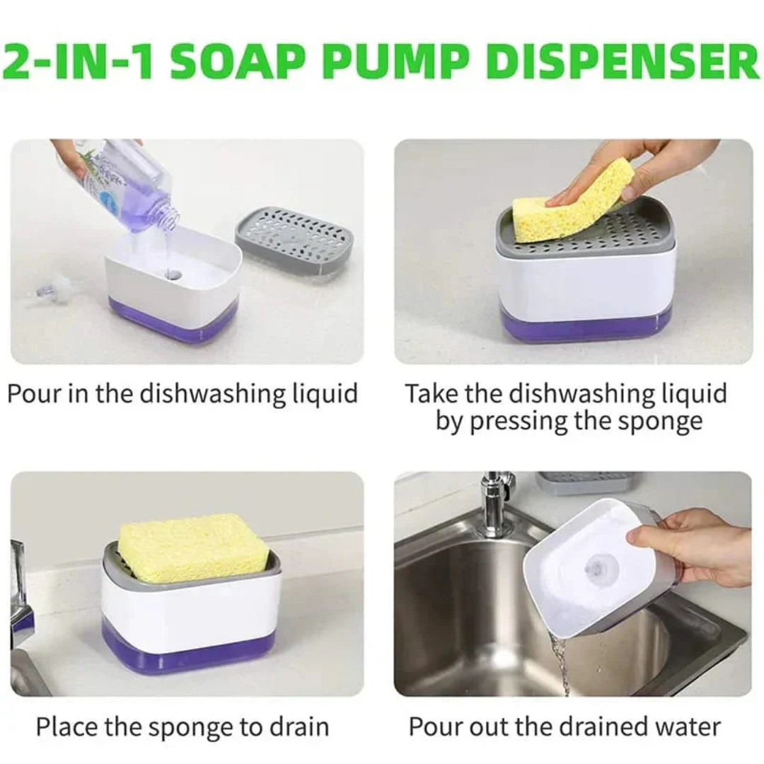 2-in-1 Dish Soap Dispenser with Sponge Holder