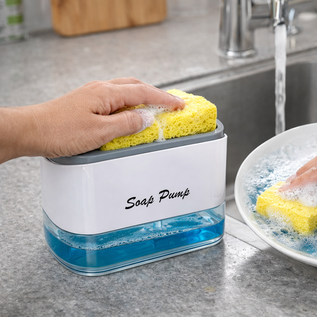 2-in-1 Dish Soap Dispenser with Sponge Holder